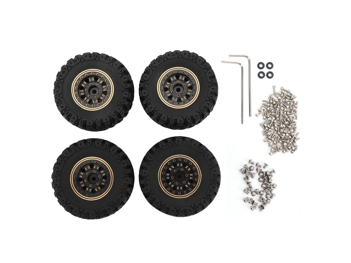 4 Pneus De Carro Controle Remoto Com Aro De Latão 1.2 Polegada Para Traxxas 1/18 E Acessórios Rc