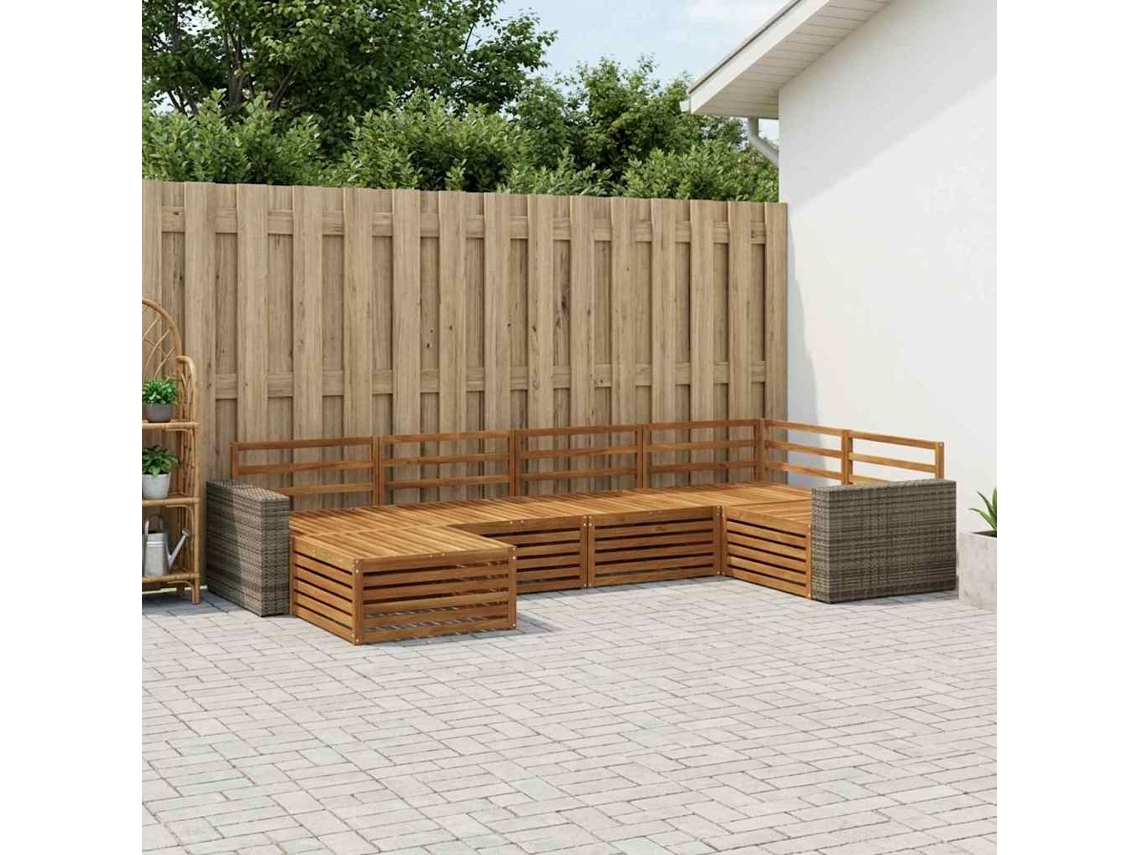 Vidaxl Conjunto De Sofás Para Exterior 6 Unid. Natural