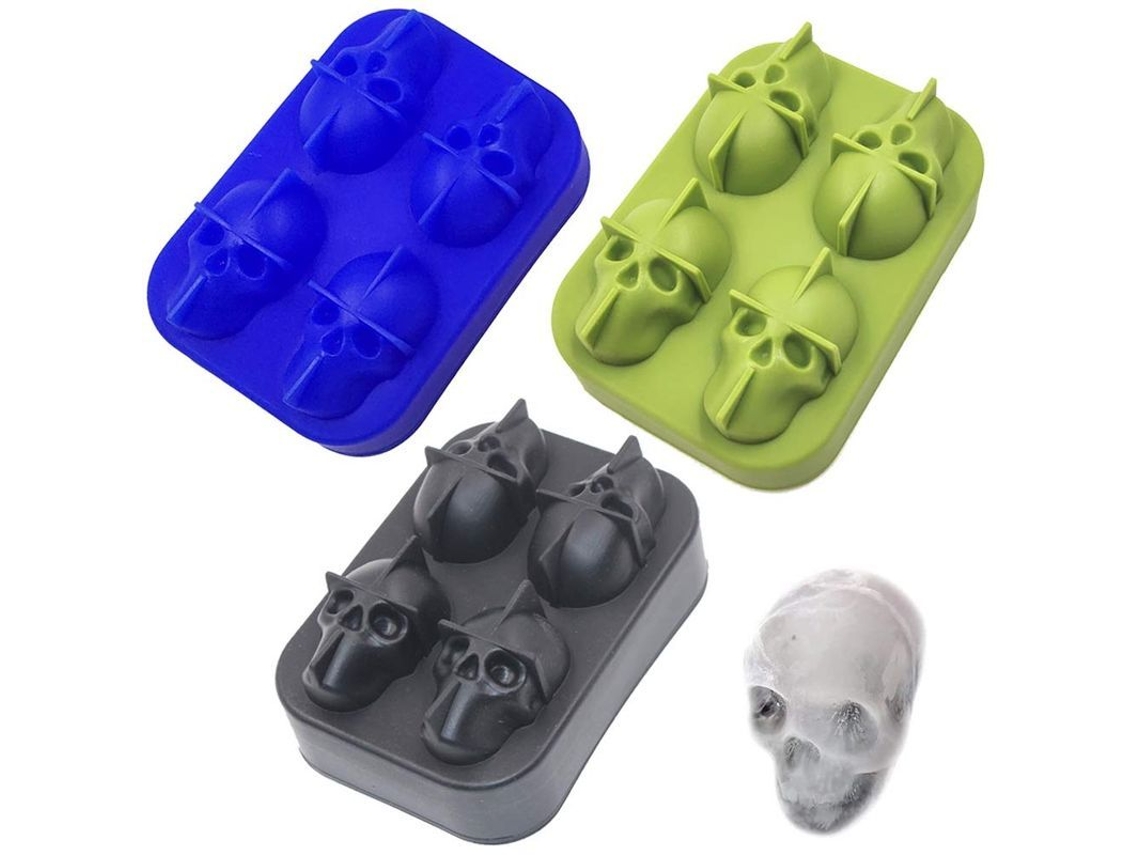 Molde De Gelo Caveira 3d, 3 Peças Moldes De Gelo Caveira Flexíveis Bonitos E Divertidos