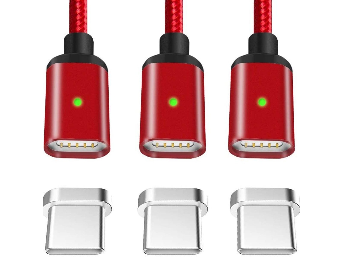 Cabo de Carregamento, 3 Unidades de 0,5 M, 1 M e 2 M, 8 Pinos, Vermelho AQUAFORGE