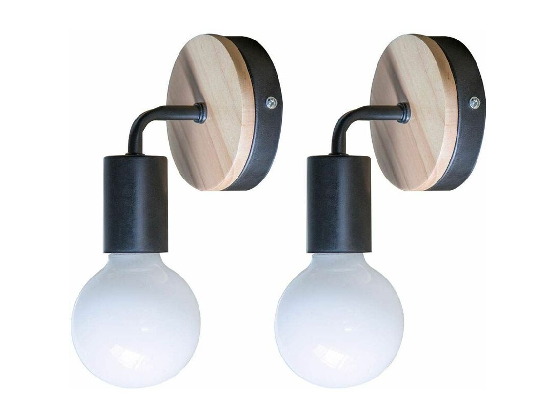 Conjunto de 2 Apliques BRILVIBERA Led Simplicity E27 Pretas em Ferro