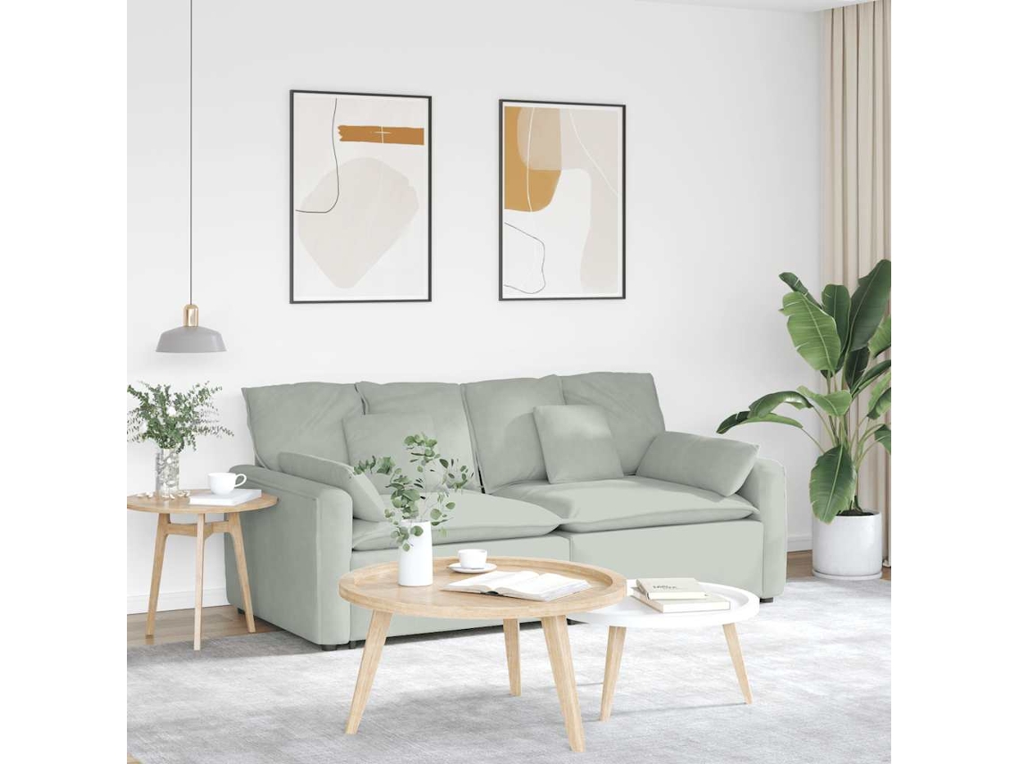 Vidaxl Sofá Modular Com Almofadas Cinzento-claro