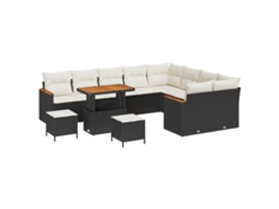 Conjunto 12 Conjunto De Sofá De Jardim Vidaxl Preto Vime Pe (289 X 234 X 85 Cm)
