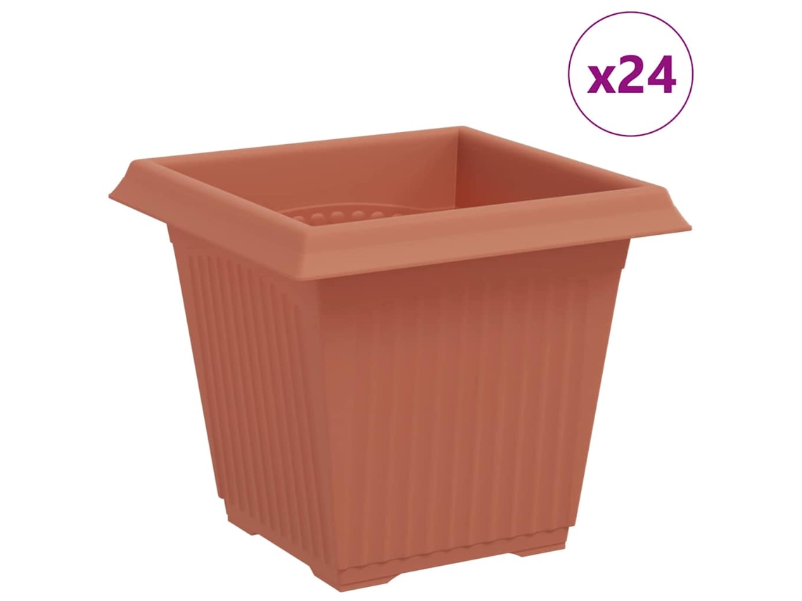 Conjunto 24 Vaso Moderno Vidaxl Vermelho Plástico (16 X 16 X 14 Cm)