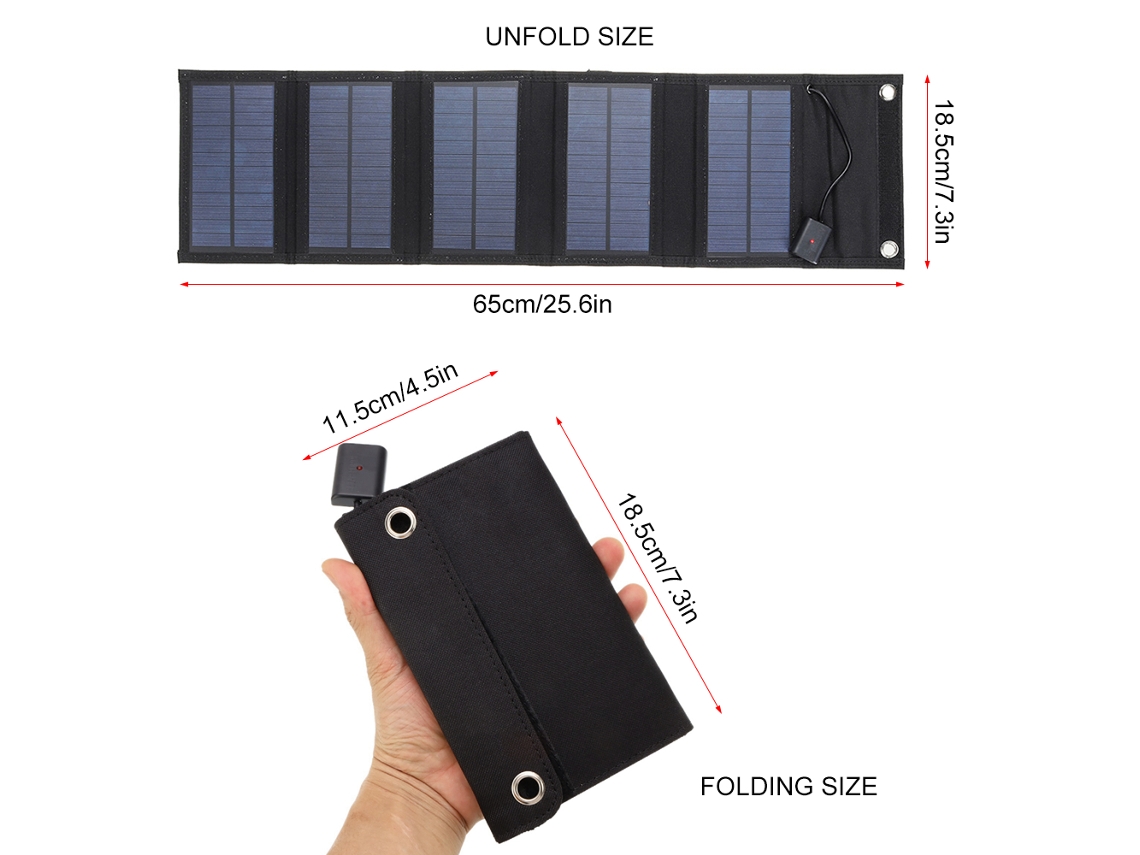 Carregador Solar Usb 5v 15w Portátil À Prova D'água