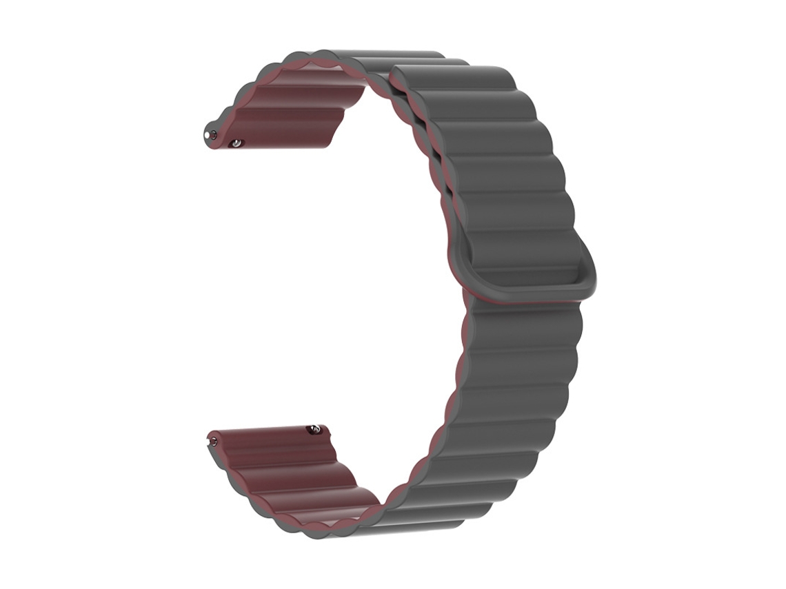 Pulseira De Silicone Com Data Magnética Compatível Com Smartwatches Huawei Gt6, Gt5 E Samsung Galaxy, Cor Cinza Vinho Tinto