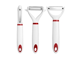 Ferramenta 3Pcs Descascador Aço Inoxidável Multifuncional Tipo I + Y com Duas Orelhas de Legumes Clássico Vermelho Branc UISAVE