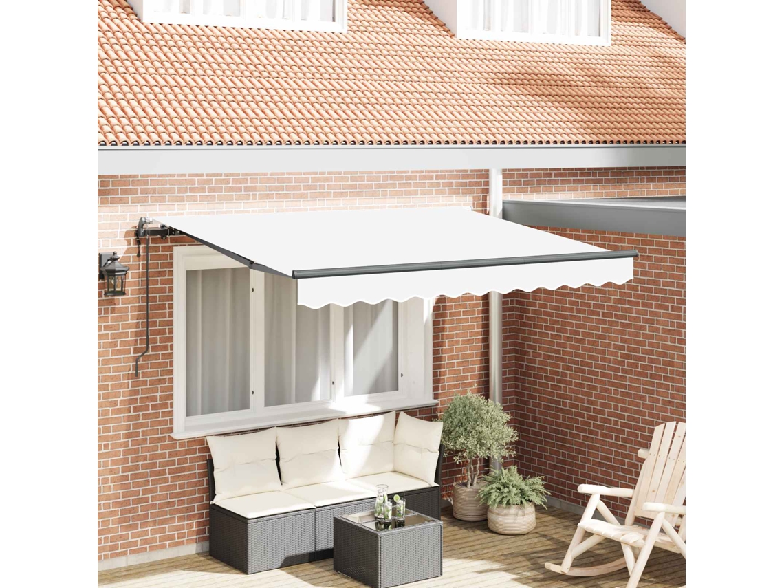 Vidaxl Toldo Retrátil Branco 350 X 200 Cm Tecido