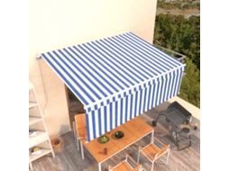 Vidaxl Toldo Retrátil Manual Com Estore 4,5x3 M Azul E Branco