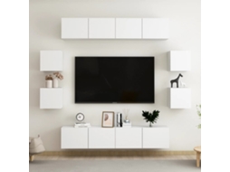 Vidaxl 8 Pcs Conjunto De Móveis De Tv Contraplacado Branco