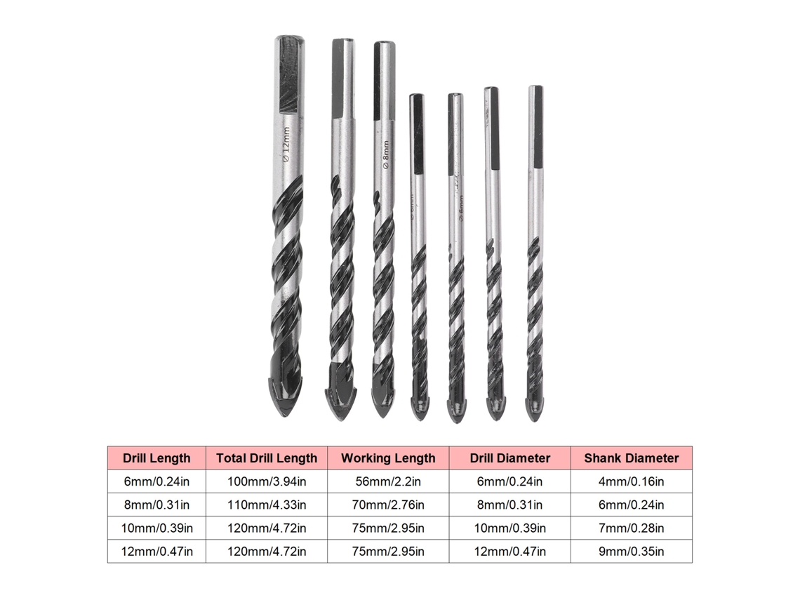 Conjunto De 7 Brocas Twist Em Carbeto Laxiscreed Para Várias Aplicações Profissionais