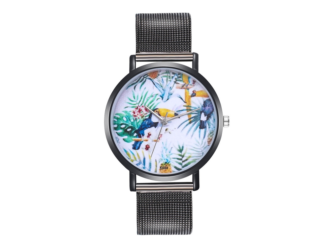 Reloj De Cuarzo Unisex Con Correa De Malla K034-w (negro)