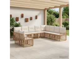 Vidaxl Conjunto De Sofás Para Exterior 10 Unid. Natural E Branco Creme