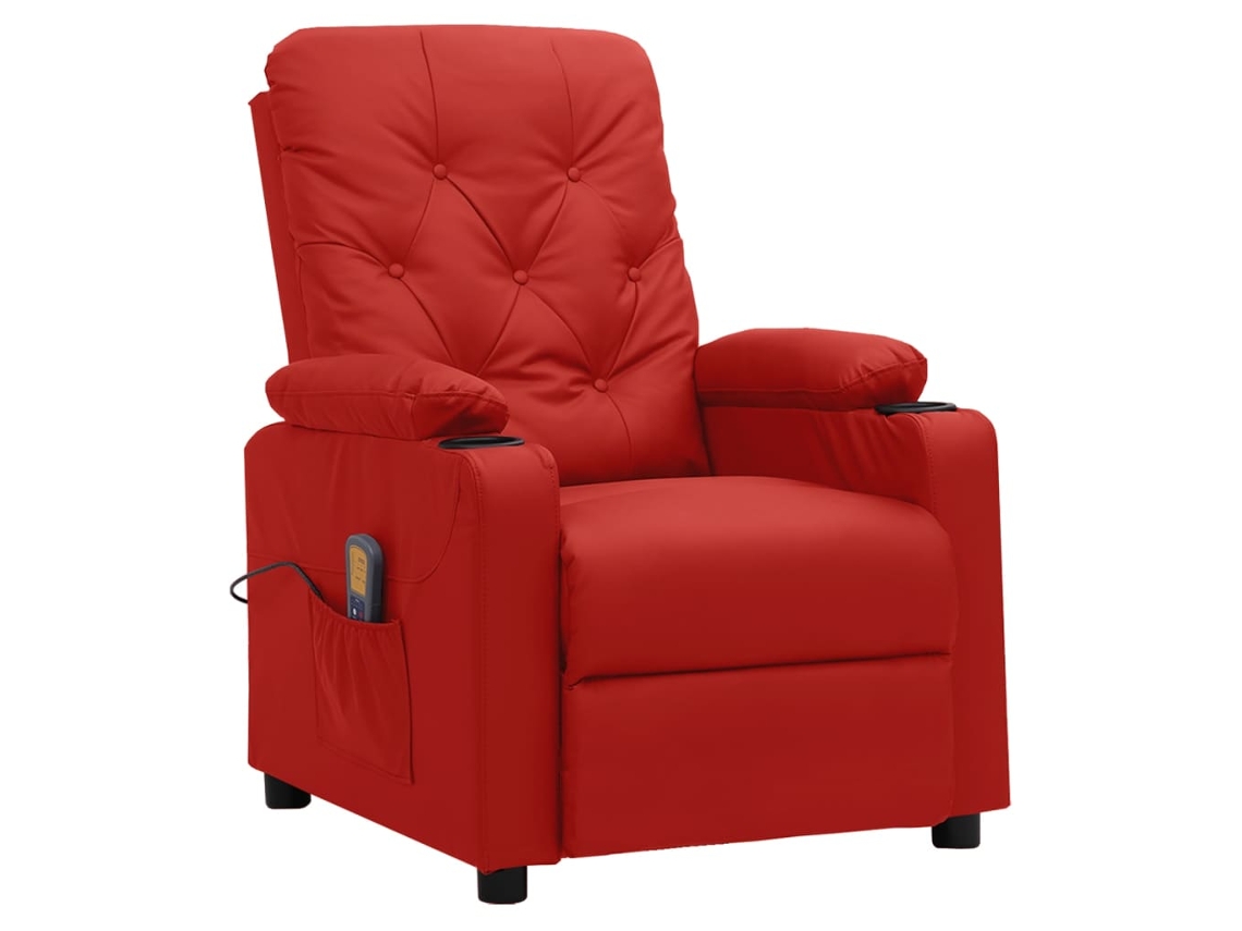 Vidaxl Cadeira De Massagens Couro Artificial Vermelho Tinto