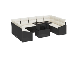 Conjunto 10 Sofás De Jardim Vidaxl Preto Vime Pe (100 X 55 X 73 Cm)
