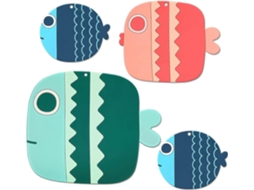 4 Aposentadores de Silicona Resistente Ao Calor, Suportes Antiderrapantes em Forma de Peixe para Cozinha, Verde e Rosa