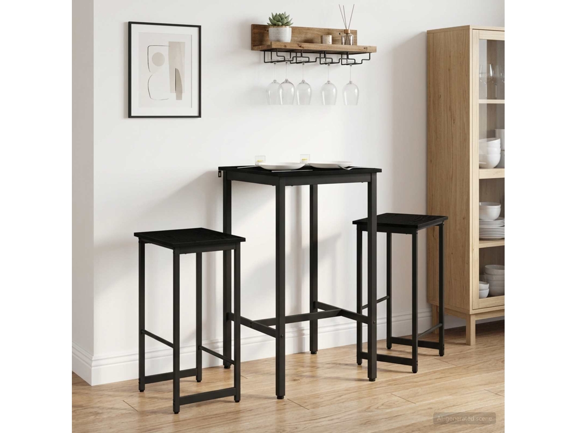 Vidaxl Banco De Bar 2 Unid. Carvalho Preto 40 X 32 X 74 Cm