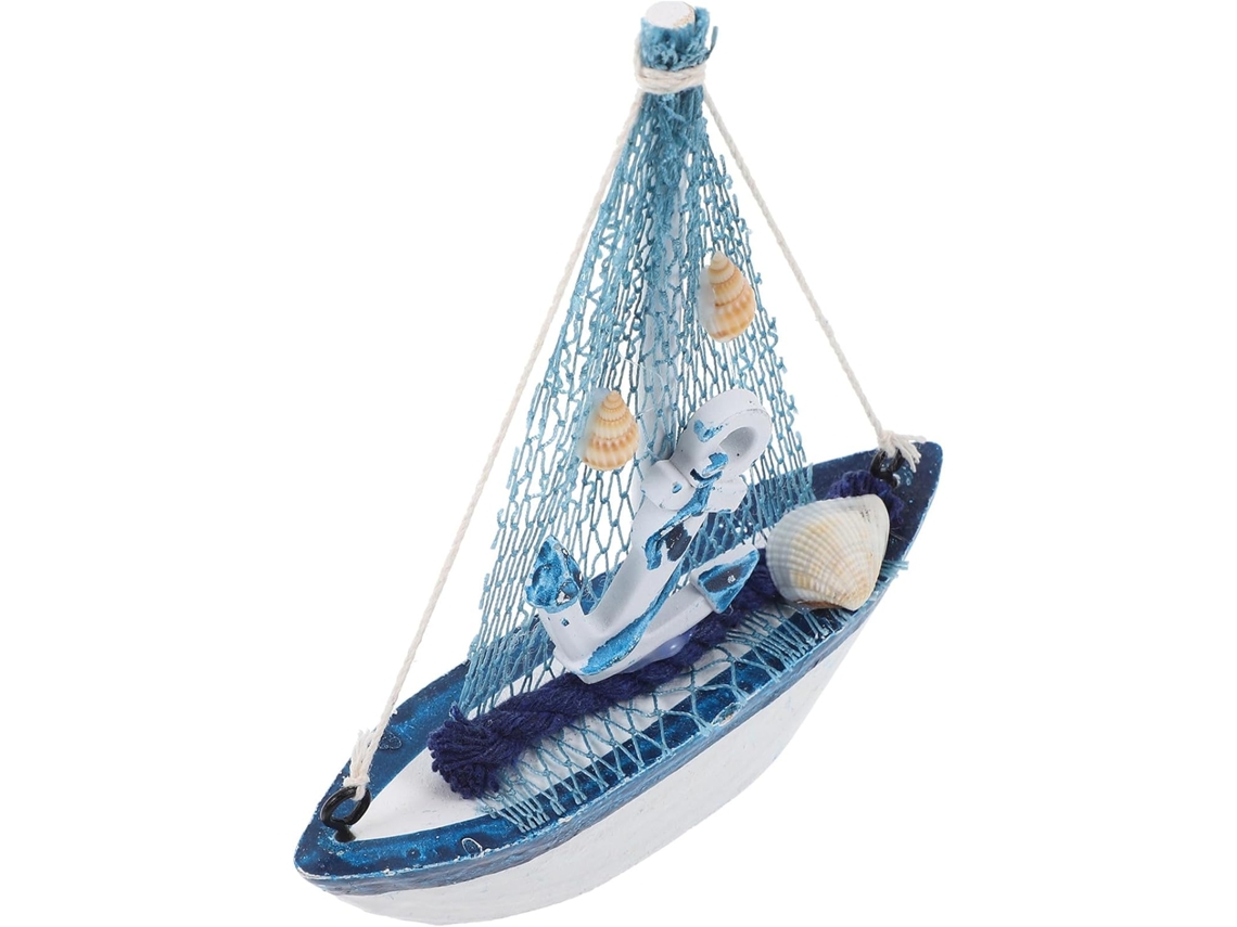 Ornamento Barco Madeira Estilo Mediterrâneo Decorativa Charmoso Modelo Feito À Vela Peça Mesa Mão GOKOCO