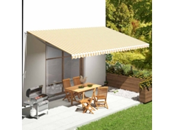 Vidaxl Tecido De Substituição Para Toldo Amarelo E Branco 6x3,5 M Poliéster