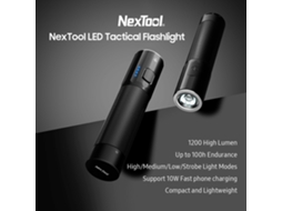 2026zentro-lanterna Tática Led Nextool 1200lm À Prova D'água 4500mah Luz Edc 4 Modos/10w Carregamento Rápido Celular Suportado