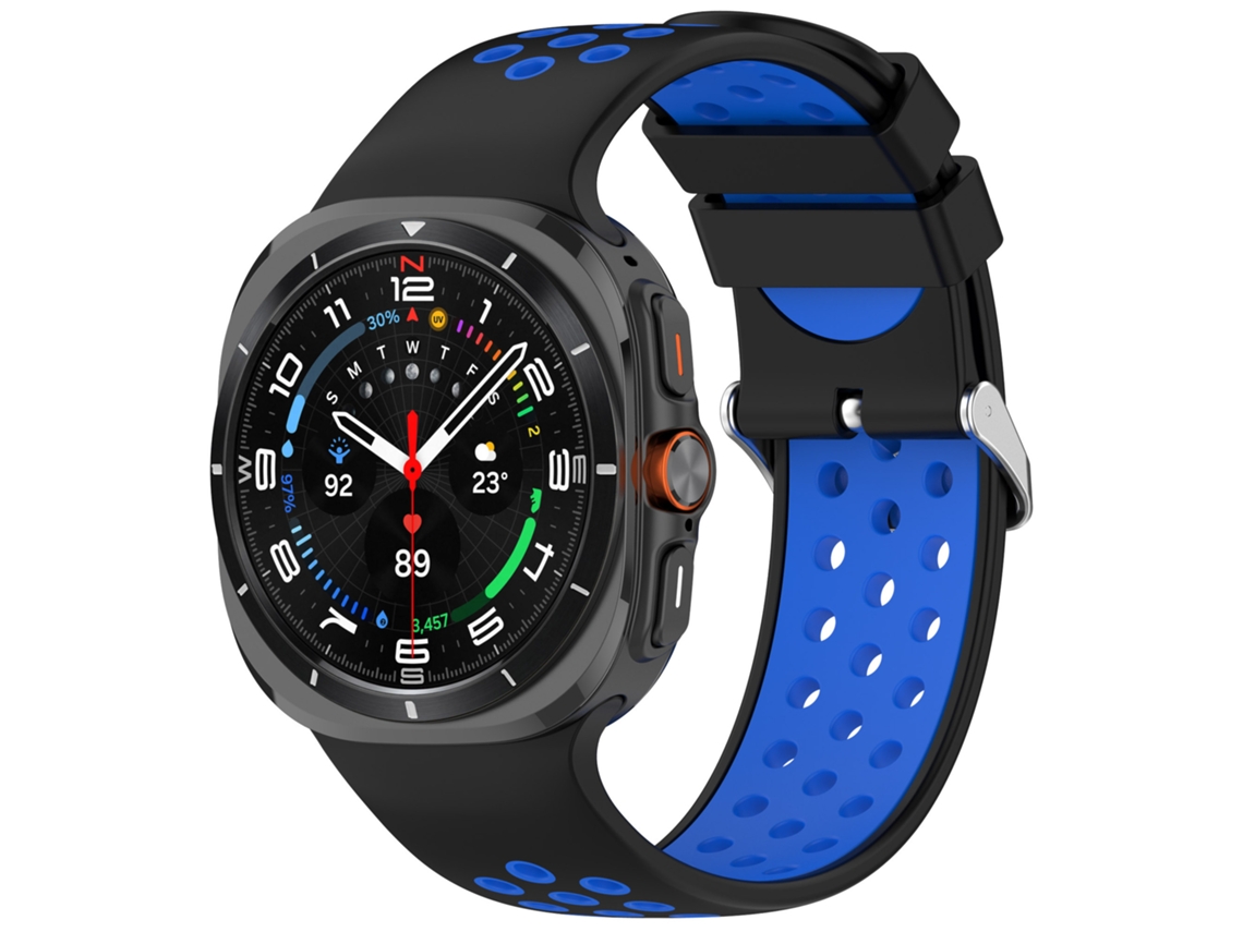 Pulseira de silicone para Samsung Galaxy Watch Ultra2 47mm branca e azul
