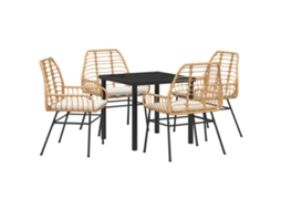 Conjunto 5 De Jantar De Jardim De Vidaxl Com Almofadas Marrom Sintético Rattan