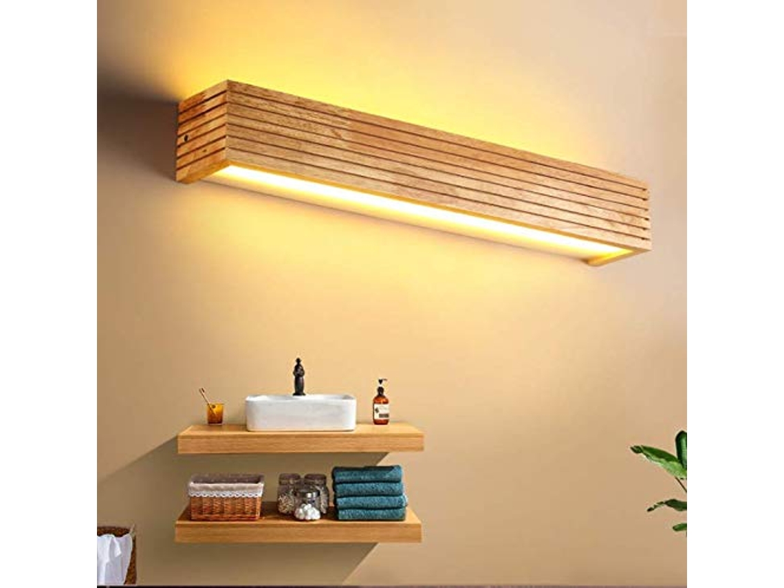Aplique De Parede Led Em Madeira Luminária Interna Com Luz Quente Para Quarto,sala,escritório E Corredor Btforus (35cm Novo)