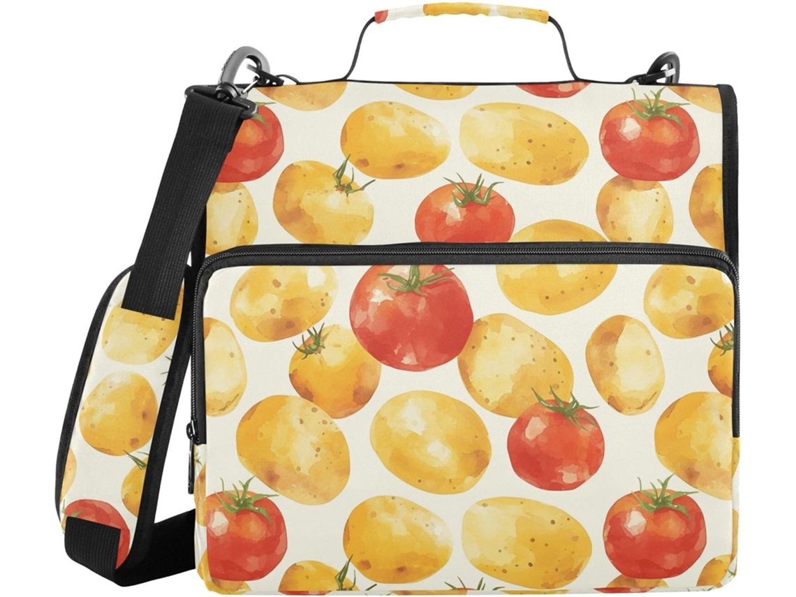 Pasta com zíper e alça de ombro, diversas bolsas de 3,8 cm, 3 porta-lápis, pasta tipo pasta, material