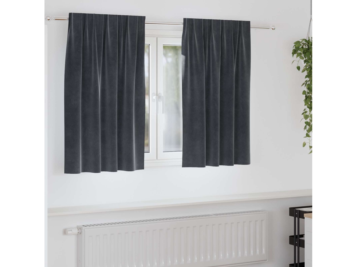 Vidaxl Cortinas Opacas 2 Unid. Cinzento-escuro 140 X 140 Cm Veludo