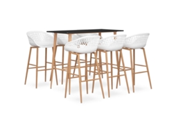 Vidaxl 7 Pcs Conjunto De Bar Preto E Branco