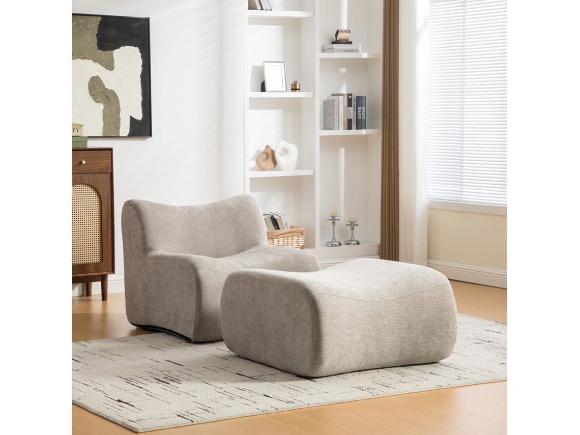 Sofá Modular Comprimido De 1 Lugar Em Chenilha Com Espuma 30d Cinzento