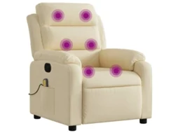 Poltrona de massagens reclinável VIDAXL tecido cor creme