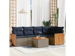 Conjunto de Sofá de Jardim, 6 Peças, Almofadas, Rattan Cinza MAISON EXCLUSIVE