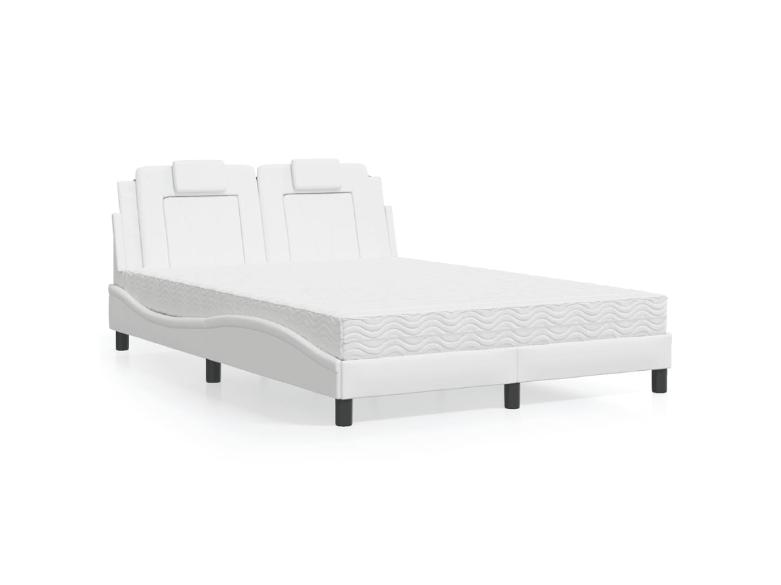 Cama Com Colchão 120x200 Cm Couro Artificial Branco