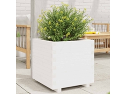 Vidaxl Vaso/floreira De Jardim 50x50x49,5 Cm Pinho Maciço Branco
