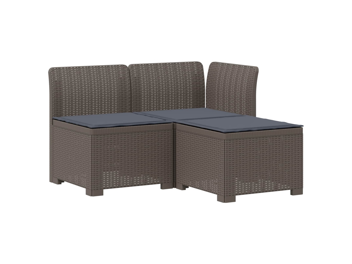 Maison Exclusive - Sofá De Jardim 3 Lugares Com Almofadas Visual Rattan Pp