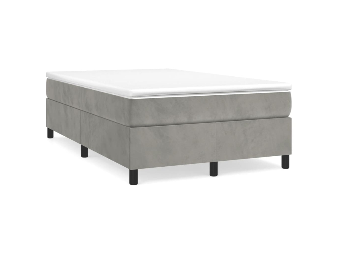 Vidaxl Cama Boxspring Com Colchão 120x190 Cm Veludo Cinzento-claro