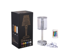 Rebe-lâmpada De Mesa De Cristal Com Controle Táctil Recarregável 16 Cores Rgb Para Quarto E Sala De Estar