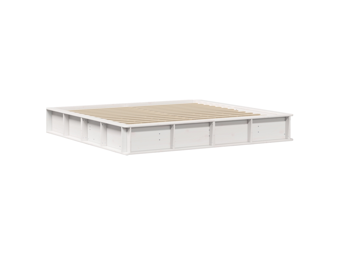 Conjunto 1 Estrutura Da Cama Vidaxl Branco Madeira De Pinho Maciça (180 X 200 Cm)