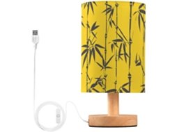 Mesa Led Bambu Abajur, Amarelo, Luminária De Cabeceira Para Biblioteca, Abajures Para Meninas, Formato Cilíndrico