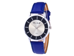 Relógio de pulso masculino de quartzo com pulseira de PU, mostrador redondo, azul royal