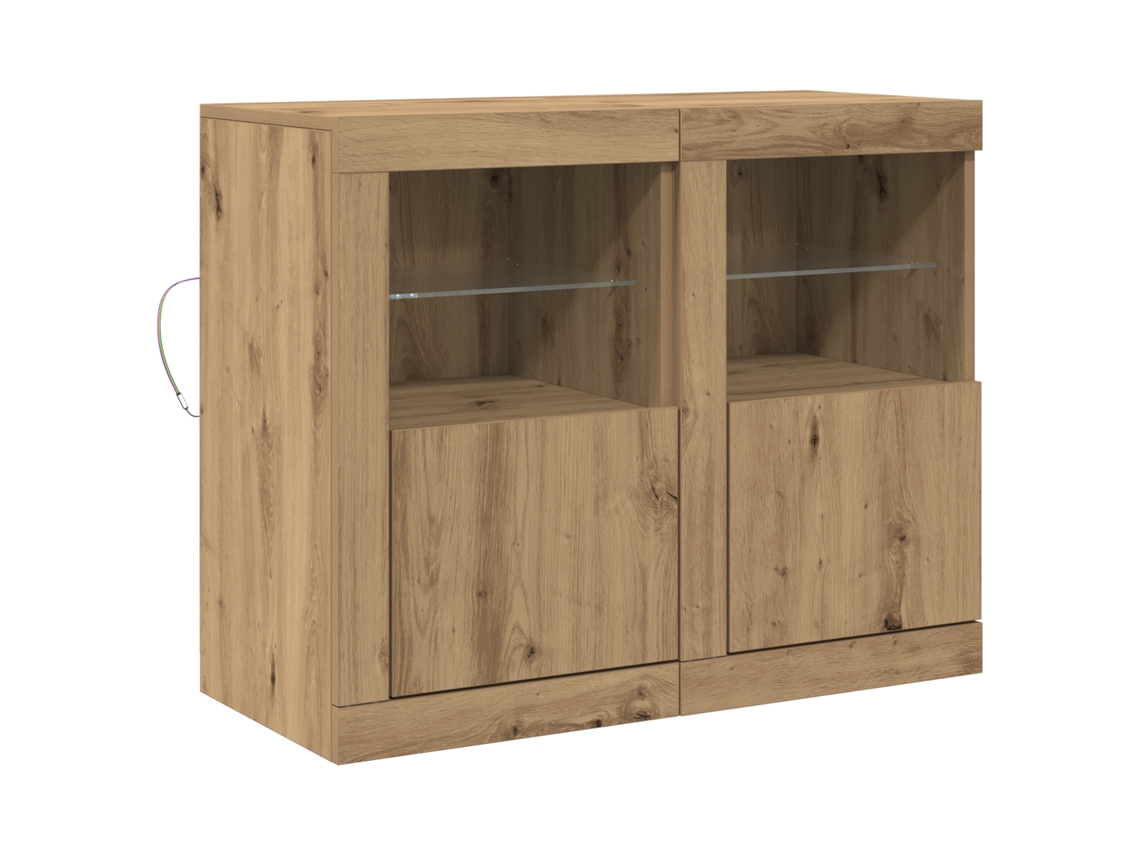 Conjunto 2 Aparador Led Vidaxl Castanho Derivados De Madeira (41 X 37 X 67 Cm)