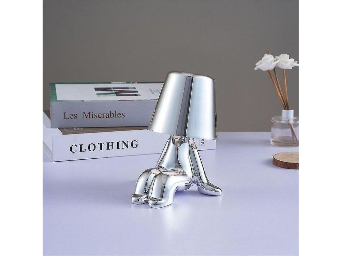 Lâmpada De Mesa Portátil Recarregável Thinker Touch 3 Níveis De Brilho Usb Decorativa Ouro E Ouro