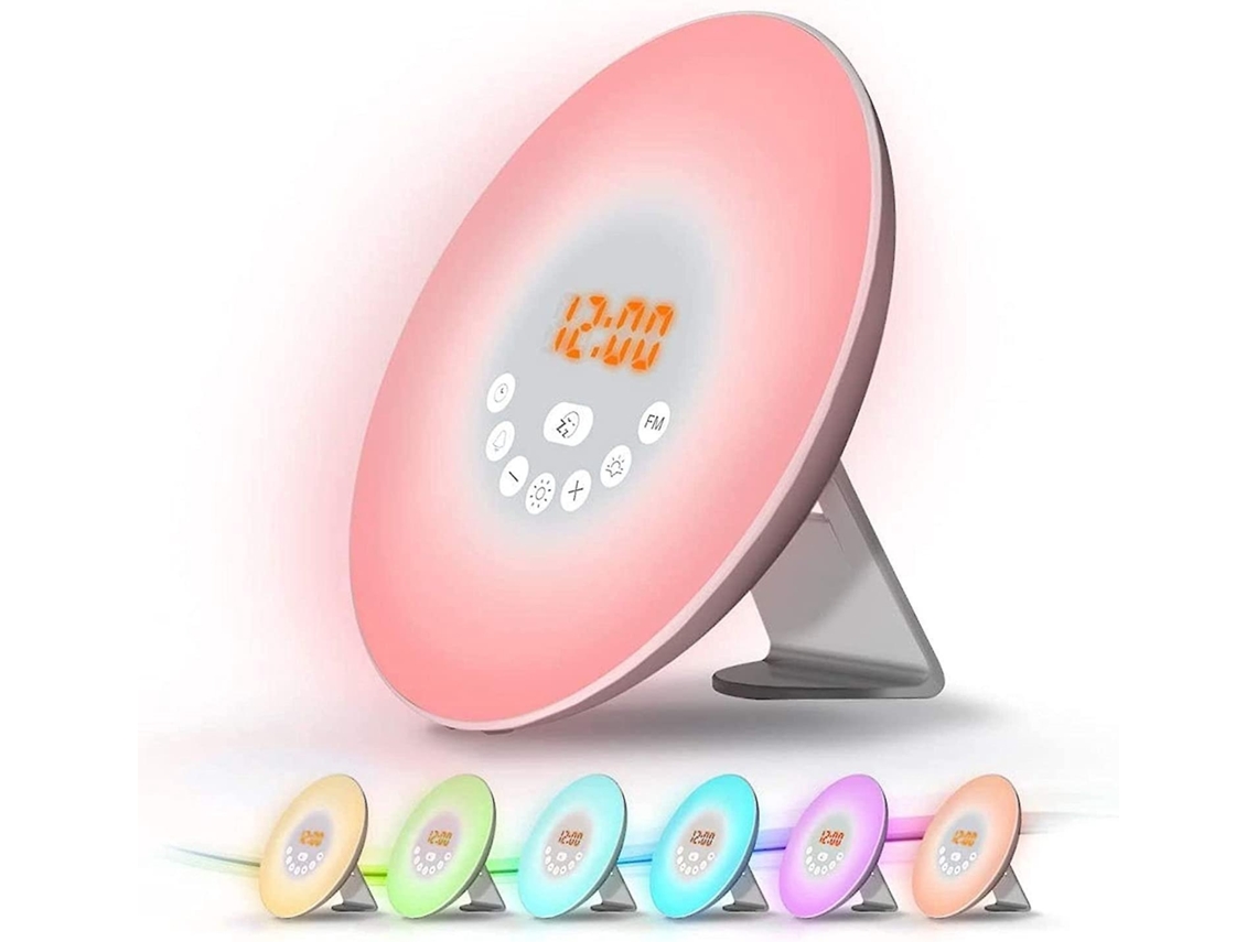 Lurelia Despertador Com Rádio, Controlo Por Toque, 6 Sons Naturais, 7 Cores, Nascer E Pôr Do Sol