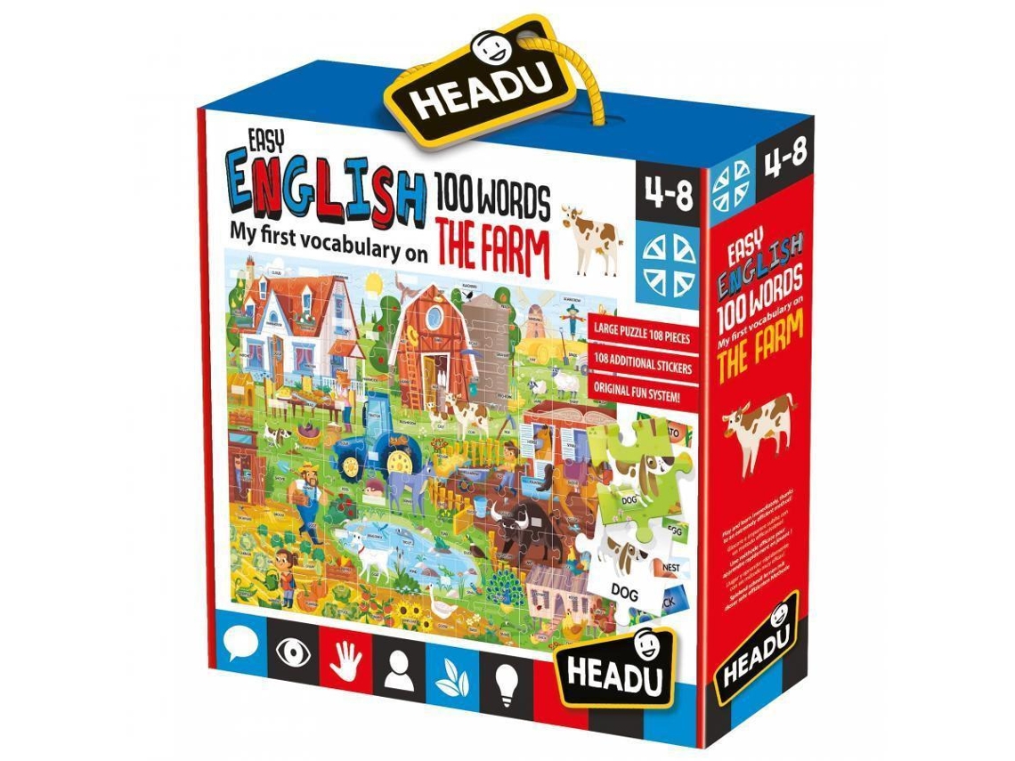 Jogo de tabuleiro Aprender Inglês Quinta Easy English 100 Words Farm