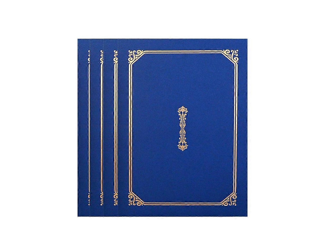 Rebe 4 Capas para Certificados A4 de Cor Azul Marinho com Borda Dourada para Diplomados e Reconhecimentos 30,5x22,5 Cm Azul