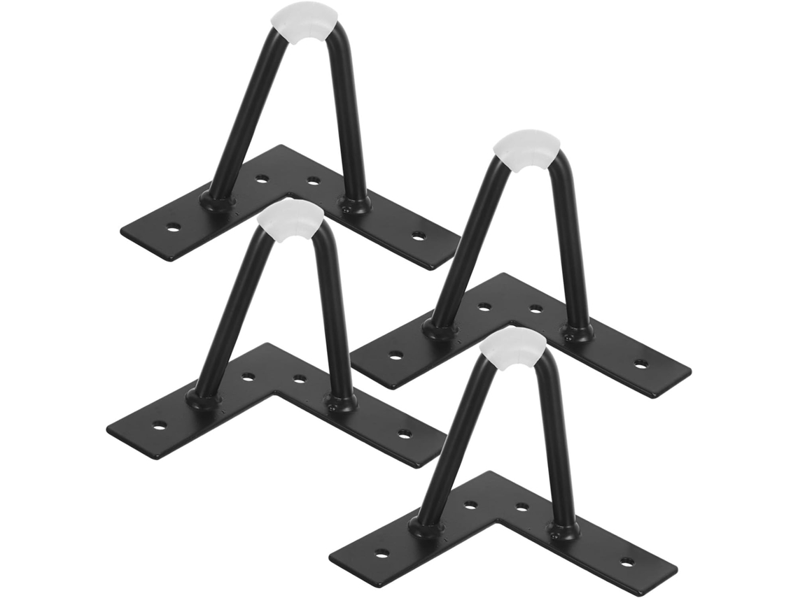 Doitool Conjunto De 4 Pés Móveis Em Metal Preto Com Formato Grampo, Com Almofadas Antiderrapantes, Resistentes, Para