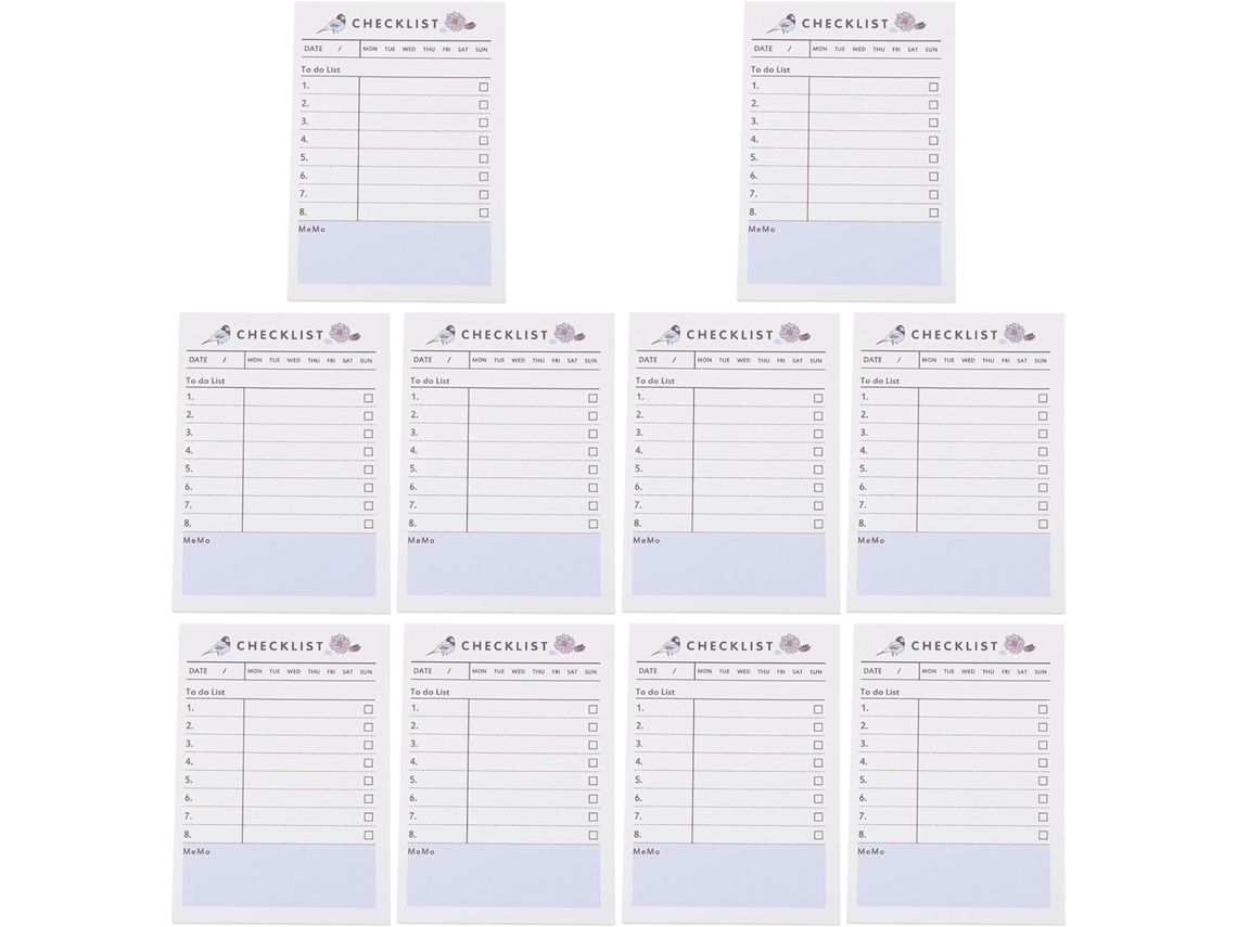 10 Peças Carnet De Planification Hebdomadaire Portátil Branco Em Papel Écriture Fluide Para Organizador
