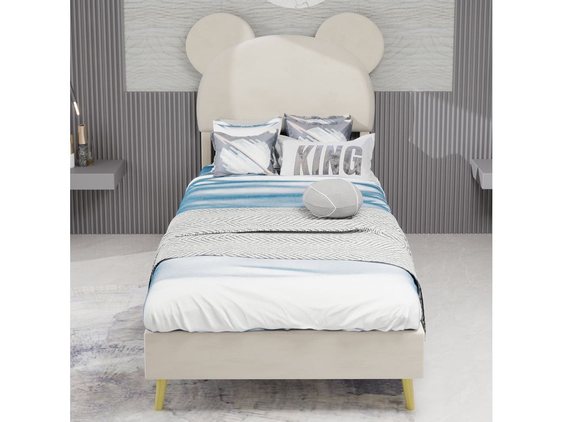 Cama Infantil 90x200 Cabeceira Desenho Bege