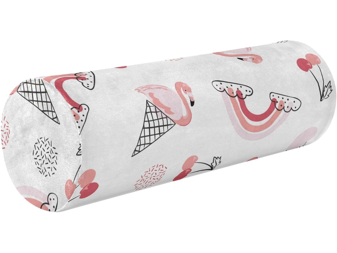 Rodinhas, Apoio Lombar, Sorvete Estampa Flamingo Suporte Cervical Ergonômico